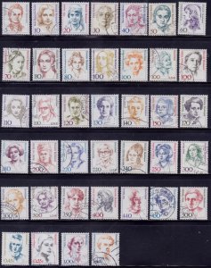 Germany, 1989-2002, Famous Women, set of 39, used,++