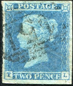 Great Britain - Scott #4 - 1841 QV 2d Blue - Used