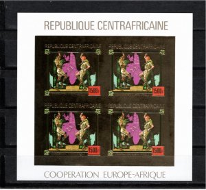 Central African Republic 1980 MNH SC C236 GOLD FOIL IMPERFORATE SHEETLET of 4