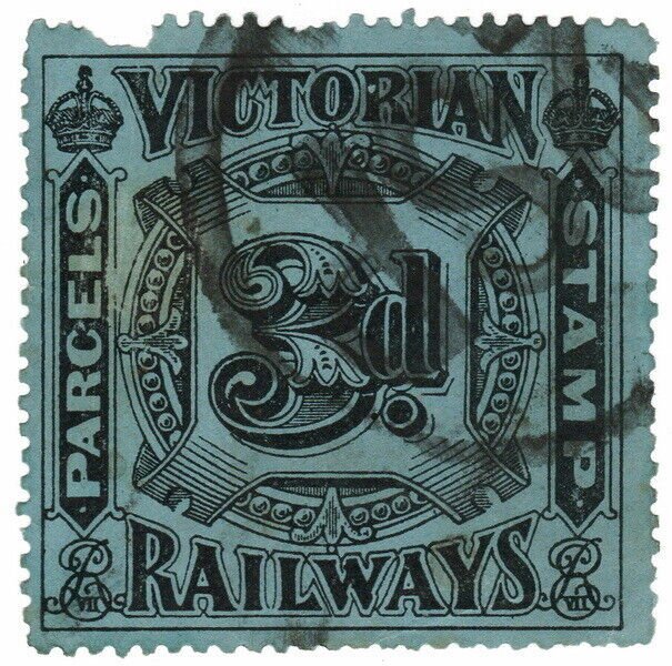 (I.B) Australia - Victoria Railways : Parcel Stamp 3d 