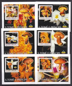 Sao Tome and Principe 2003 Mushrooms 6 S/Sheets Deluxe Edition MNH