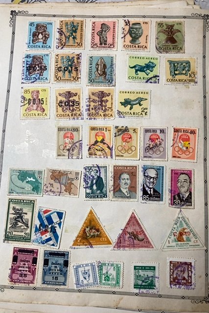 OLD CUBA & COSTA RICA STAMPS HINGED ON ALBUM PAGES + SOME OTHER COUNTRIES