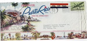 Puerto Rico 1948 San Juan cancel on illustrated airmail cover to the U.S.