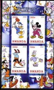 Rwanda 2010 Disney World #2 perf sheetlet containing 4 va...