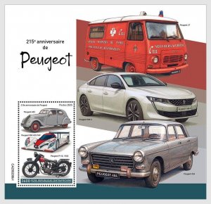 CENTRAL AFRICAN 2025 MNH 215th anniversary of Peugeot #208b1