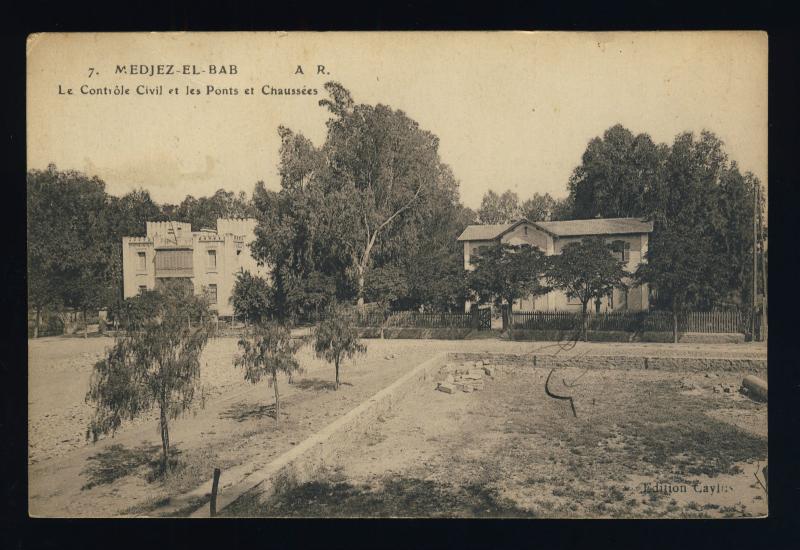 TUNISIE 1923 CàD TEBOURSOUK sur YvN°71 10c VERT CPA DE MEDJEZ-EL-BAB (0387)