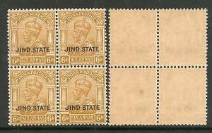 India Convention State JIND / JHIND KG V 6 As Postage SG 95 / Sc 132 BLK/4 MNH