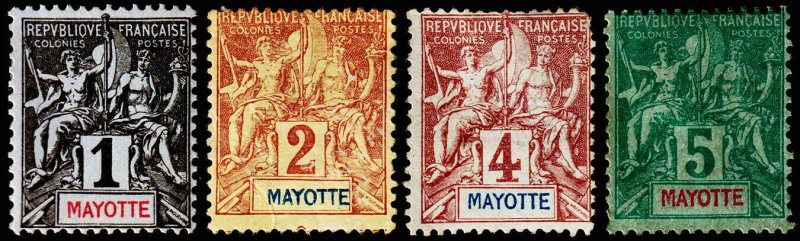 Mayotte Scott 1-4 (1892) Mint H G-F, CV $10.45 C