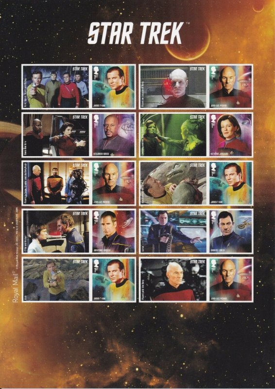 GB LS128 Star Trek Captains collector sheet MNH 2020