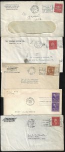 US 1920 30 TEN DIFFERENT COIL STAMPS ON 10 COVERS