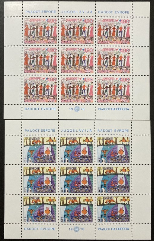Yugoslavia 1978 #1390-1 M/S, Joy of Europe, MNH, CV $9