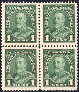 Canada SC#217 1¢ King George V Block of Four (1935)  MLH