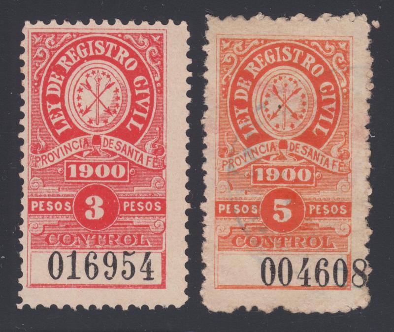 Argentina, Santa Fé, 1919-1933 Municipal Tax Fiscals, 9 diff