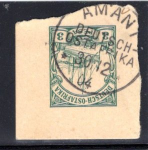 German East Africa (DOA) AMANI town cancel on postal card corner