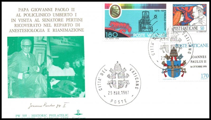 Vatican City Pope John Paul II Visits with Senatore Pertini 1987 Cover