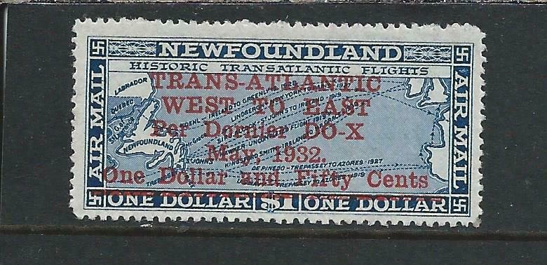 NEWFOUNDLAND 1932 AIR $1.50 on $1 DEEP BLUE MM SG 221 CAT £250