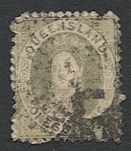 AUSTRALIA Queensland 1872 Sc 30 1sh QV Used Fine, Wmk 66, CV $100
