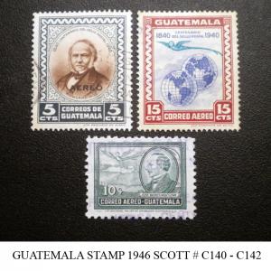 GUATEMALA STAMP 1946 SCOTT # C140 - C142. USED. ITEM 2