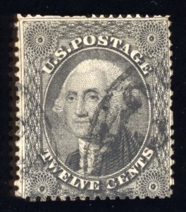 US Scott 36 Used 12c Black 1860 AA017 bhmstamps