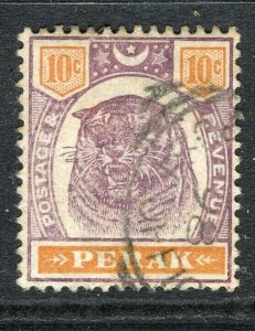 MALAYA; PERAK 1890s early classic Tiger issue used Shade of 10c. value