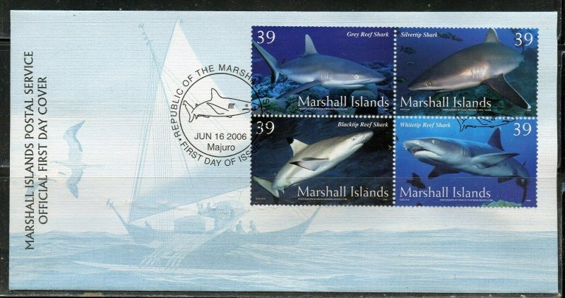 MARSHALL ISLANDS 2006 SHARKS SET FIRST DAY COVER