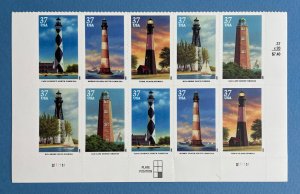 Scott# 3787-3791 SOUTHEASTERN LIGHTHOUSES Half Sheet of 10 US 37¢ Stamps NH 2003