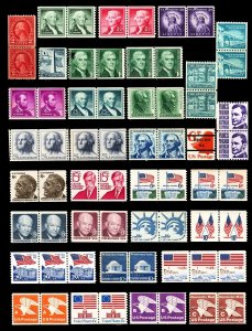 #606 / #1947 1923-1981 Assorted Mint Never Hinged Coil Pairs & Guide Line Pairs
