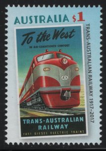 Australia 2017 MNH Sc 4655 $1 To The West, train Trans-Australian Railway Poster