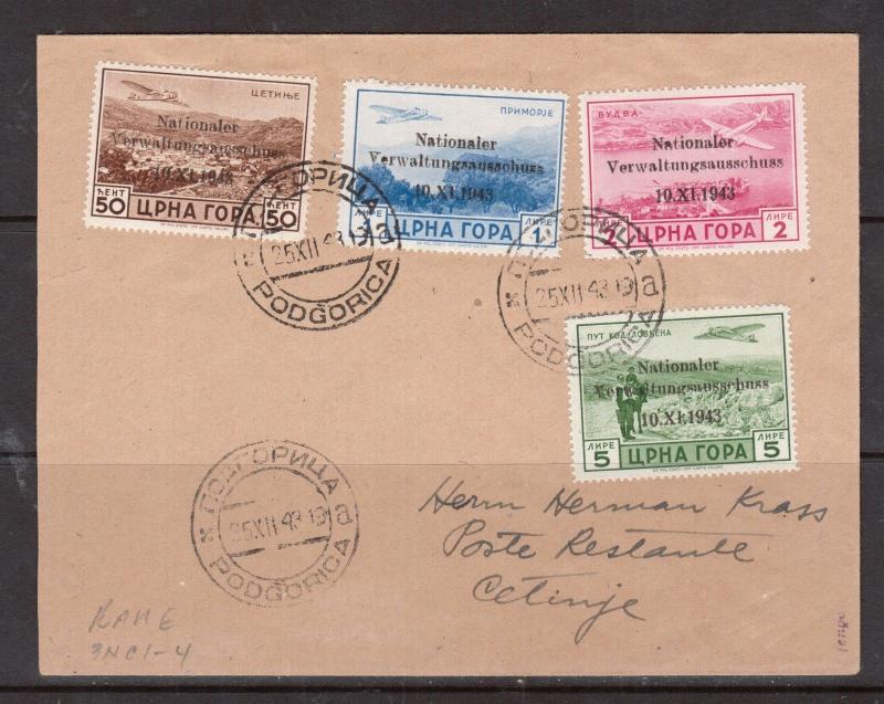 German Occupation Of Montenegro #3NC1 - #3NC4 Very Fine Used On Cover To Cetinj