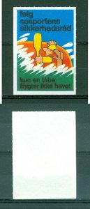 Denmark. Poster Stamp. Sea Sport Safety. Rowboat,Man,Dog,