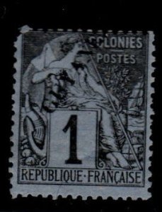 French Guiana Scott 18 MH* 1892 issue Perf 14x13.5 upper left corner folded over