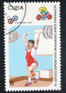 CUBA Sc# 3314 PAN AM GAMES American HAVANA Weightlifting 1991 used / cancelled