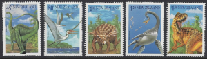 New Zealand #1180-84a mint set Dinosaurs, issued 1983