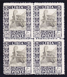 Libya 55 MNH OG 1924 50c Block of 4 Very Fine