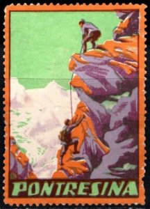 Vintage Switzerland Poster Stamp Pontresina Unused