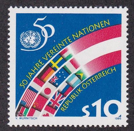 Austria # 1681, U.N. 50th Anniversary, NH, 1/2 Cat.