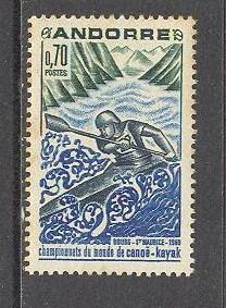 ANDORRA FRENCH Sc# 190 MNH F Kayak on Isere River