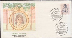 GERMANY (BERLIN) Sc # 9N498 FDC - 200th ANN BIRTH of BETTINA VON ARNIM, WRITER