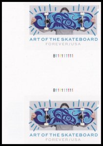 US 5763a Art of the Skateboard imperf NDC horz gutter plate pair MNH 2023