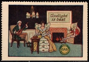 1910 US Poster Stamp Gaslight Is Best Use The Modern Fuel