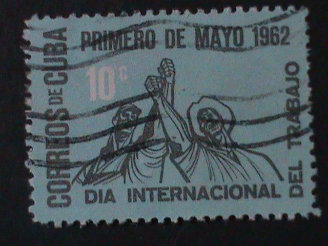 ​CUBA-1962-SC#712-INTERNATIONAL LABOR DAY-USED-VF-VERY OLD STAMP-FANCY CANCEL