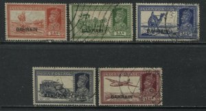 Bahrain KGVI 1938-41 various overprinted larger values used