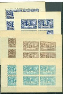 NICARAGUA 1937 AIR #C215-C220 PERF. & IMPERF. SHEETS   NO GUM,  MNH, MINT