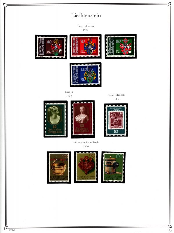 MNH LIECHTENSTEIN  STAMPS MOUNTED ON PALO ALBUM PAGES   (053)