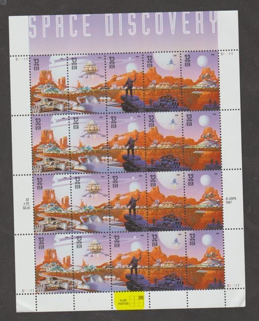 U.S.  Scott #3238-3242 Space Discovery - Highlighted UR Plate - Mint NH Sheet