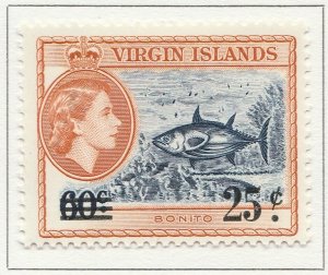 1962 English Colony British Colony VIRGIN ISLANDS Surch 25c MH* A28P19F27738-