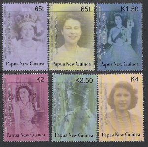 2003 Papua New Guinea 976-981 50 years of the coronation of Elizabeth II Golden