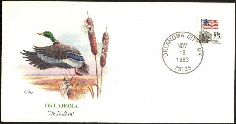 USA 1983 Waterbirds of States - Oklahoma - The Mallard Envelope Cancel