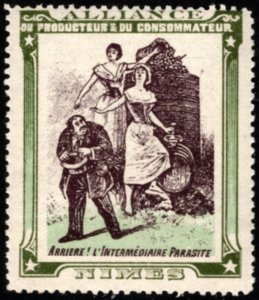 Vintage France Poster Stamp Alliance Producer Consumer Back Off! Parasitic Inte