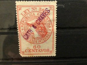 Argentina  vintage  Revenue stamp Ref 58984